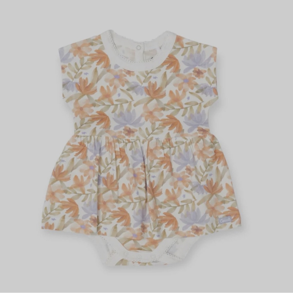 Coccoli Printed Onesie Dress ~ Floral/Cream